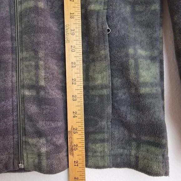 Columbia Kids Youth Full-Zip Plaid Fleece Jacket Size XL 18/20 Gray & Green EUC - Picture 5 of 11